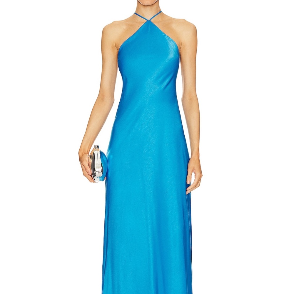 Elegant Blue Halter Dress